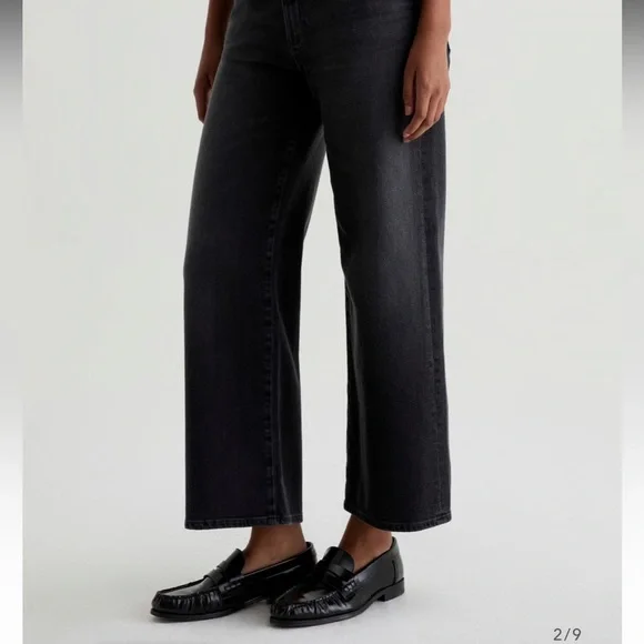 AG Saige Wide Leg Crop High-Rise Fit Size 30 Color Black - Picture 5 of 16